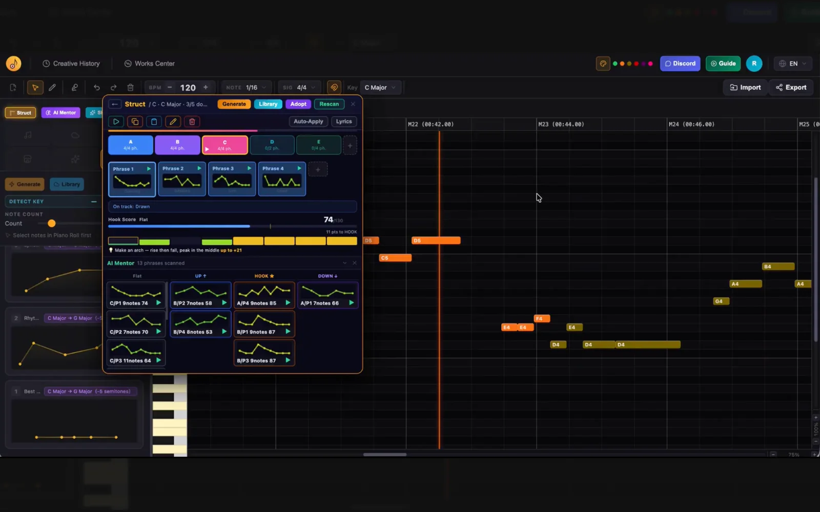 AI Mentor — Your creative partner for refining tracks.